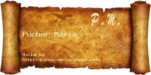 Pucher Mária névjegykártya